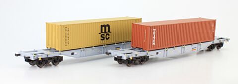 Set 2 vagoane platforma pt. containere, CFR Marfa